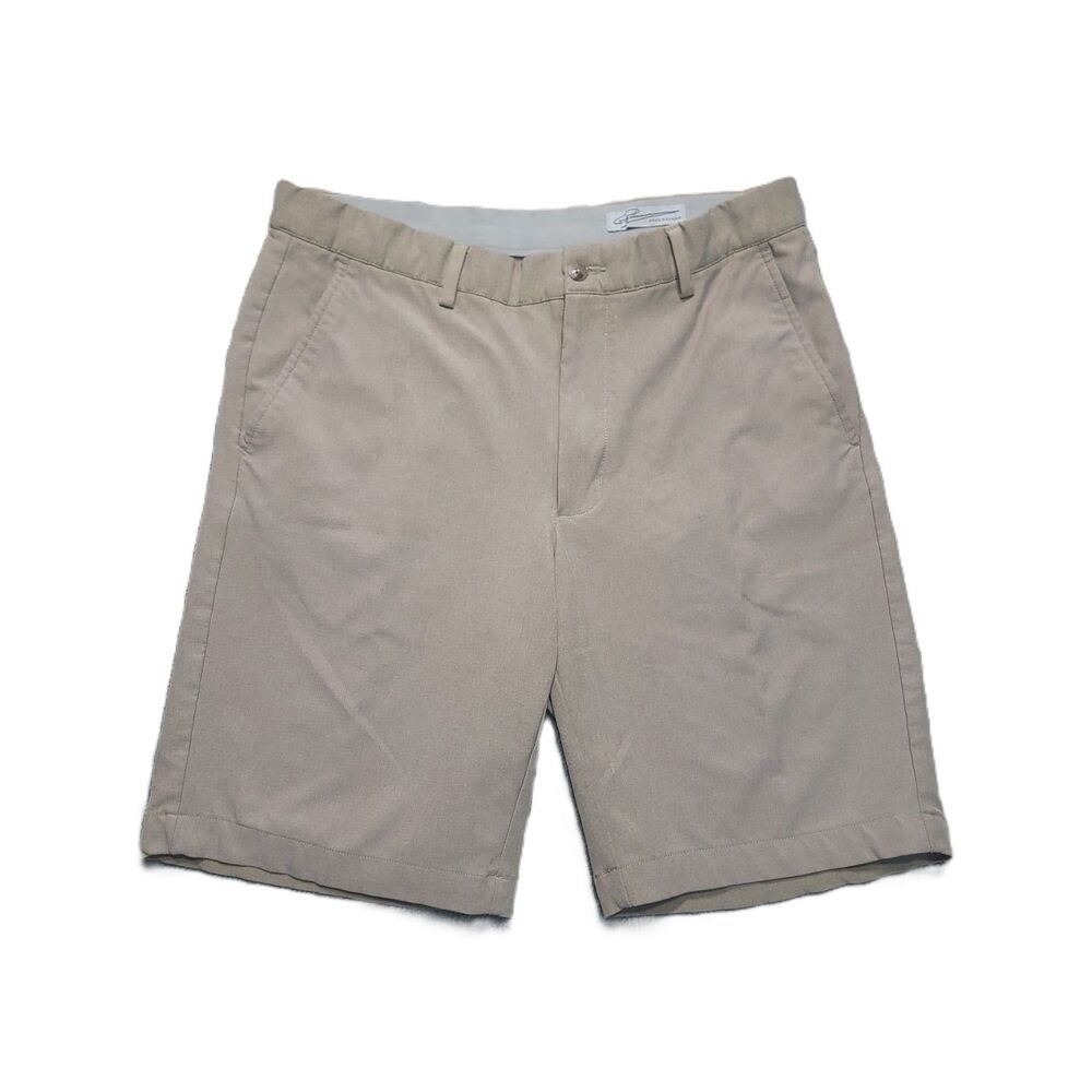 Greg Norman Golf Shorts Mens 34 Chino Beige Stretch Performance